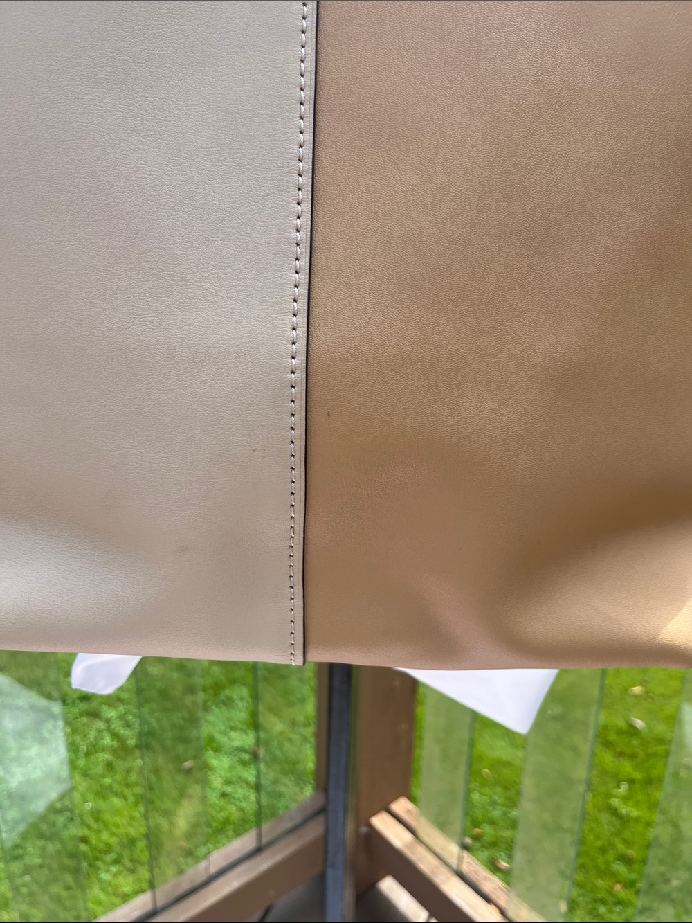 Coach Two-Tone Beige and Cream Leather Tote - Picture 13 of 15